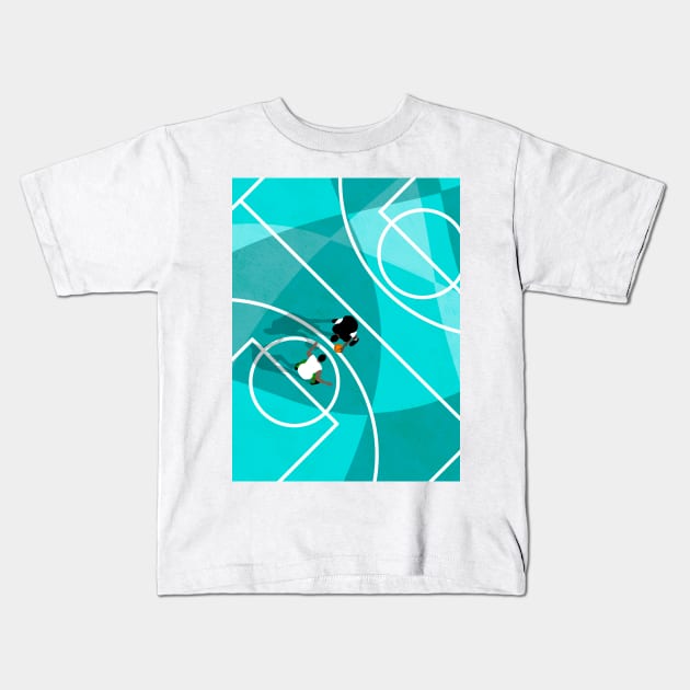 Shoot Hoops Basketball Court | Aerial Illustration Kids T-Shirt by From Above